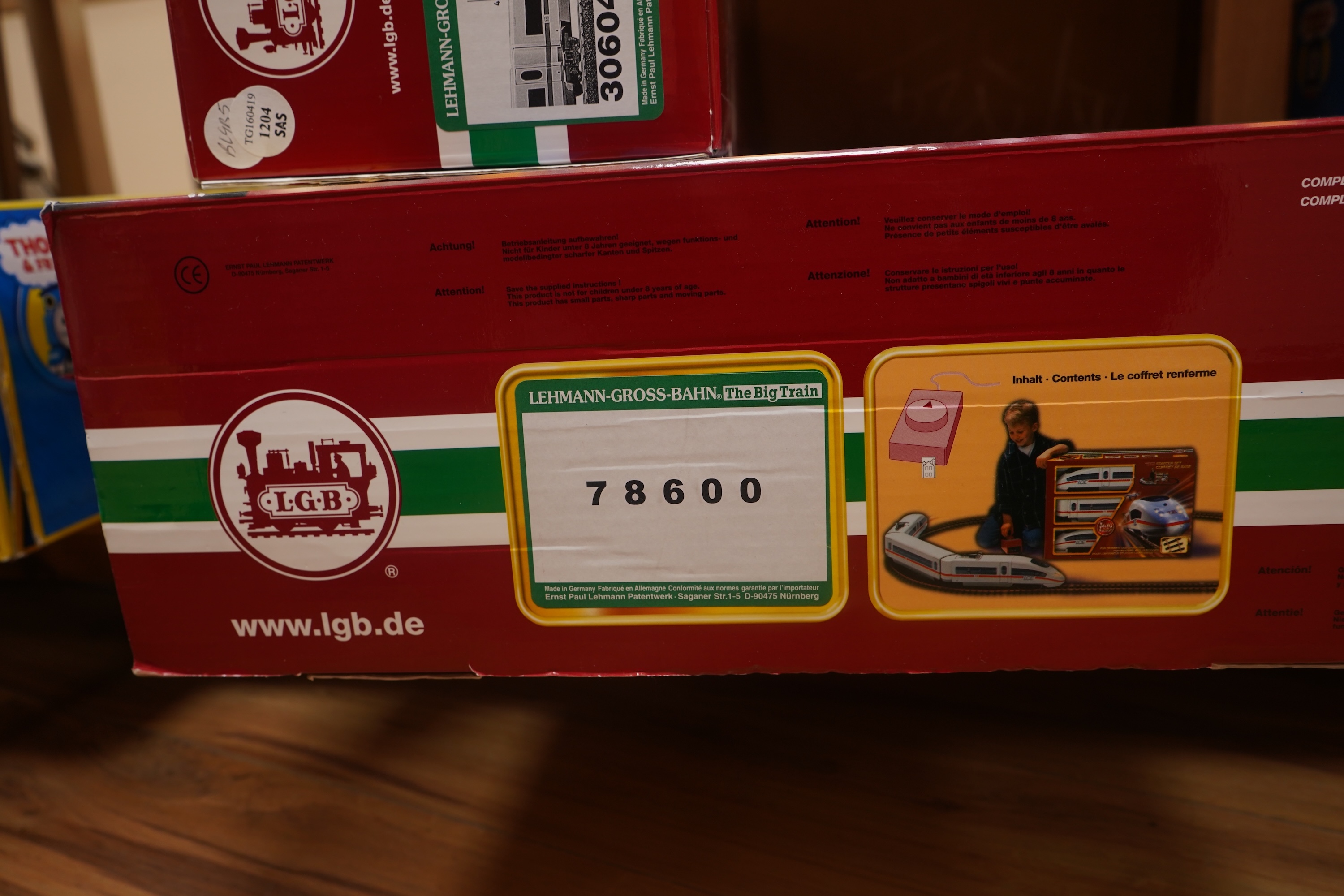Three boxed Bachmann G gauge (45mm gauge) Thomas the Tank Engine items; Percy the Small Engine (91402), a Cargo Car (98006) and a Troublesome Truck (98001). Condition - good.